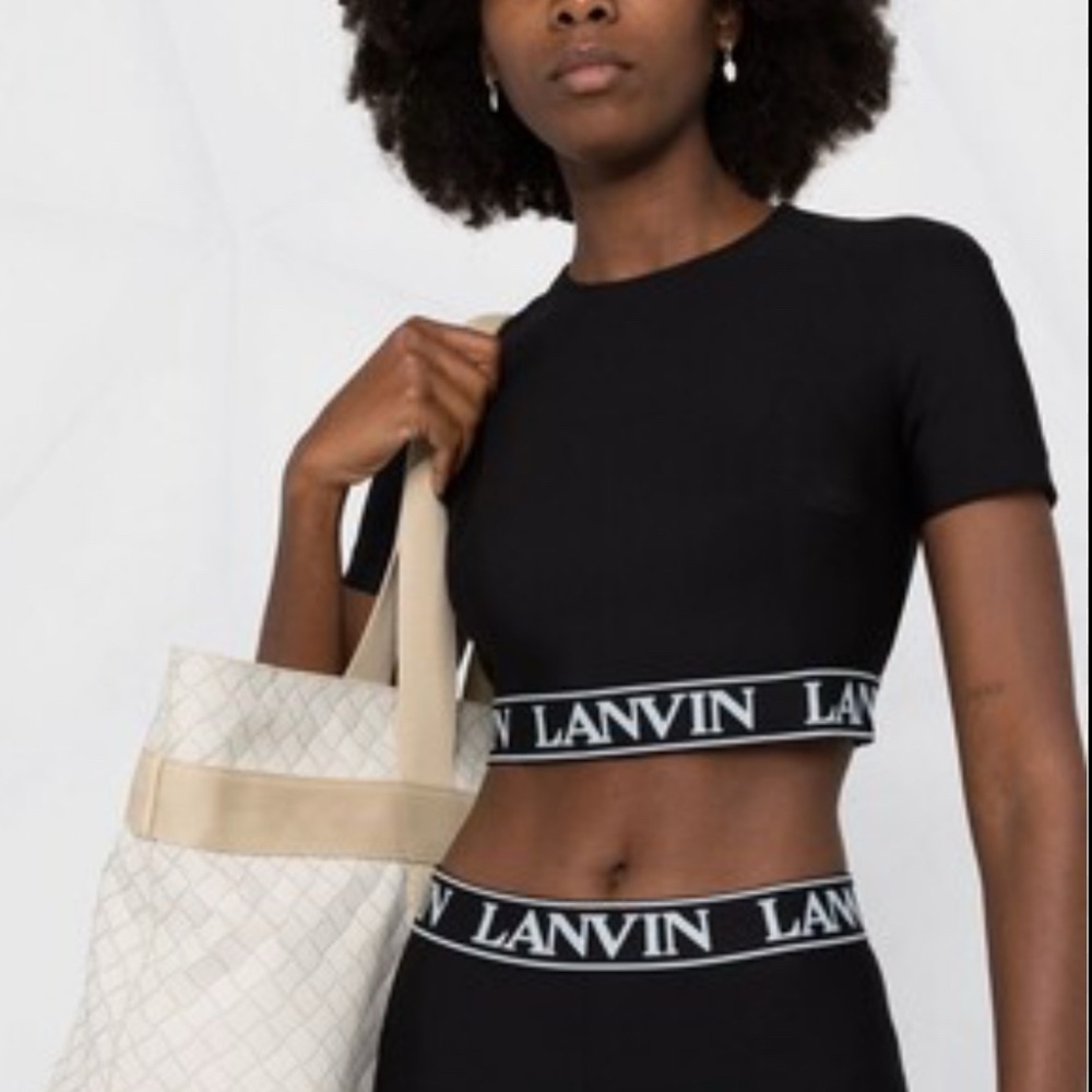 Lanvin Black Logo Crop Top and Leggings